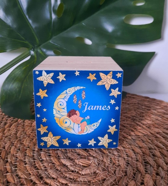 Baby ganesh houten spaarpot met naam