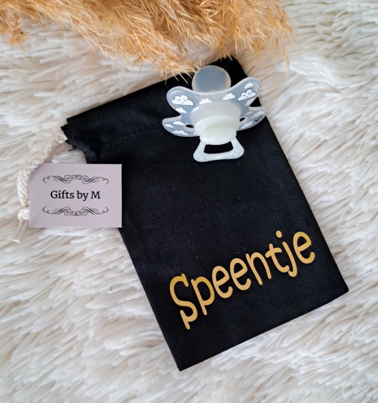 Opbergzakje speentje zwart goud luiteras baby
