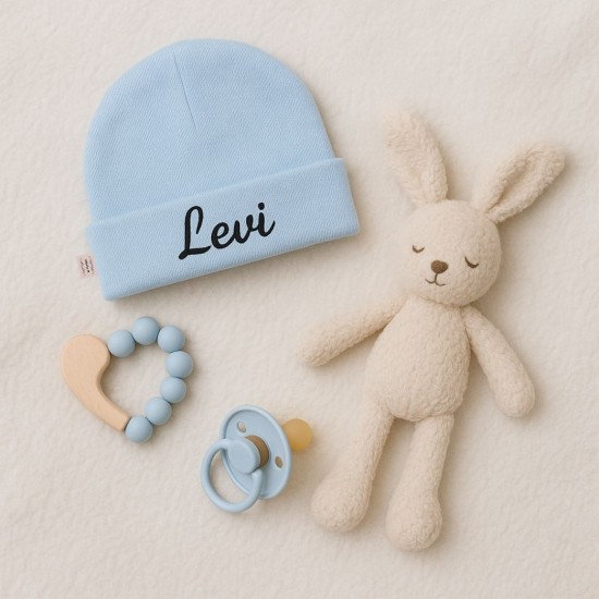 Babymutsje met naam blauw gifts by m jongen kraamcadeau mutsje baby