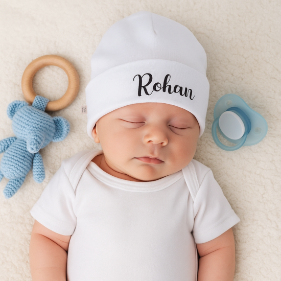 Babymutsje met naam wit gifts by m jongen kraamcadeau mutsje baby