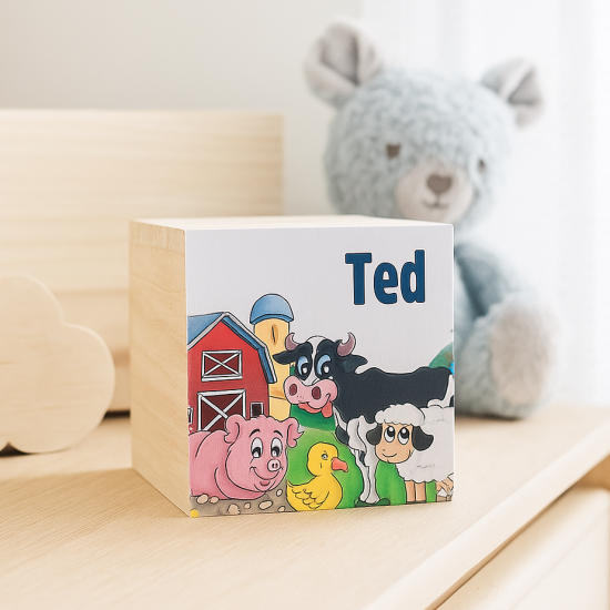 Boerderij spaarpot met naam dieren koe schaap cadeau gifts by m