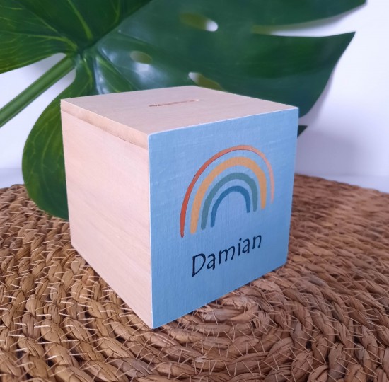 Spaarpot regenboog jongen gepersonaliseerd