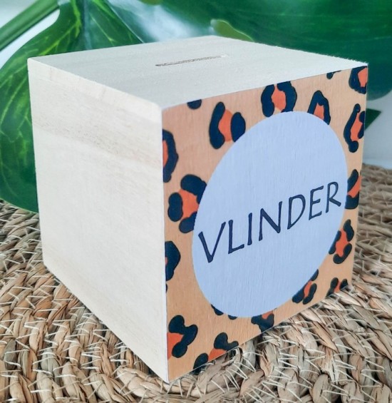 Houten spaarpot leopard luipaard