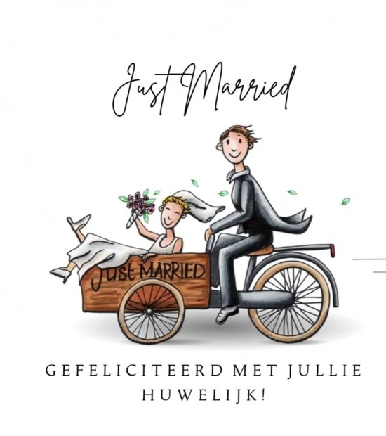 Huwelijk bakfiets bruiloft geld cadeau