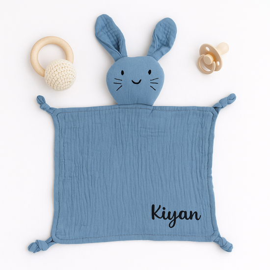 Knuffeldoekje blauw met naam tutdoekje jongen gifts by m