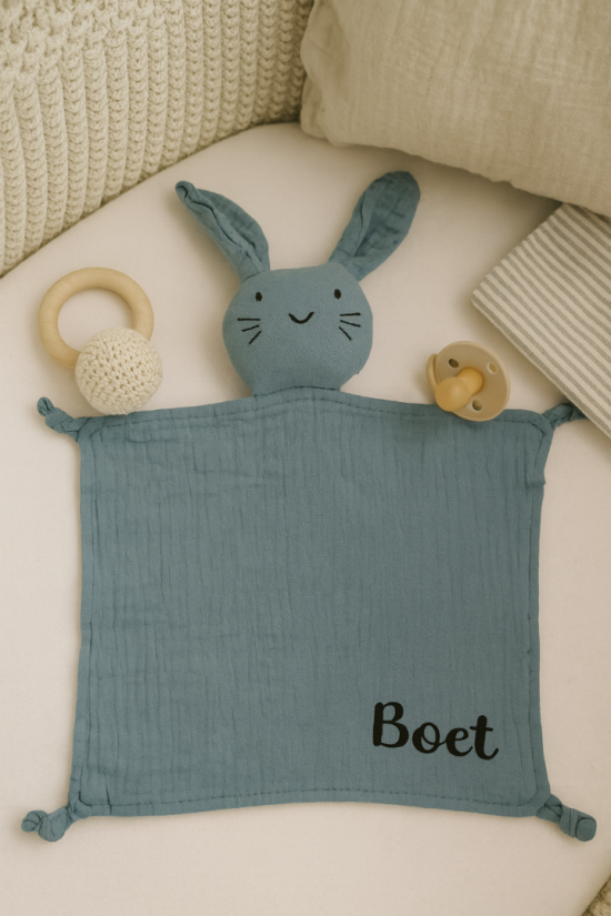 Tutdoekje met naam blauw speendoekje met naam knuffeldoekje blauw met naam katoen