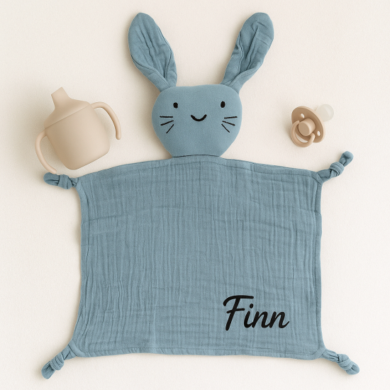 Knuffeldoekje met naam tutdoekje speendoekje blauw baby