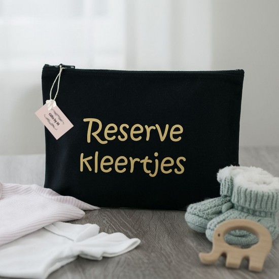 Organizer luiertas reserve kleertjes baby etui zwart goud kraamcadeau gifts by m