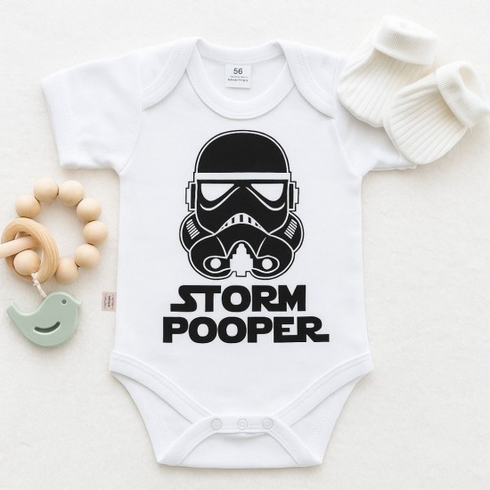 Romper star wars wit zwart baby darth vader storm pooper gifts by m