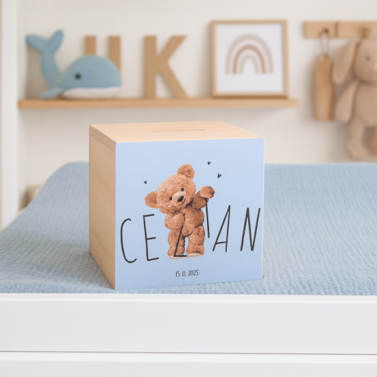 Spaarpot met geboortekaartje baby newborn kraamcadeau gifts by m