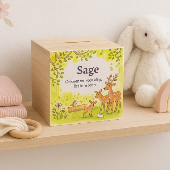 Spaarpot met geboortekaartje kraamcadeau baby gifts by m