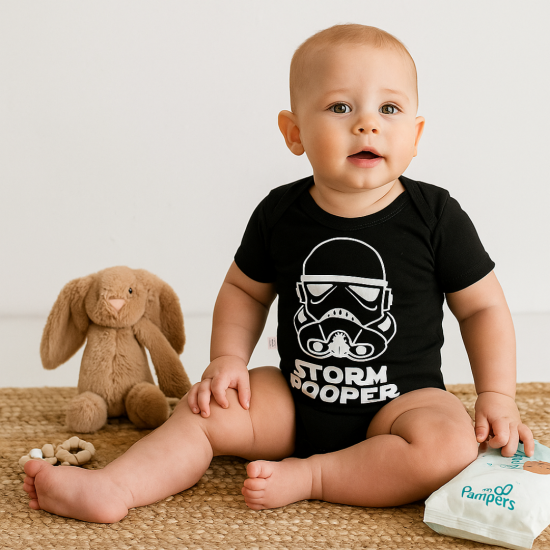 Star wars romper storm trooper baby kraamcadeau zwart