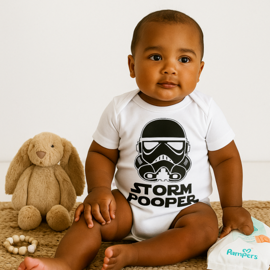 Star wars romper wit storm trooper baby kraamcadeau