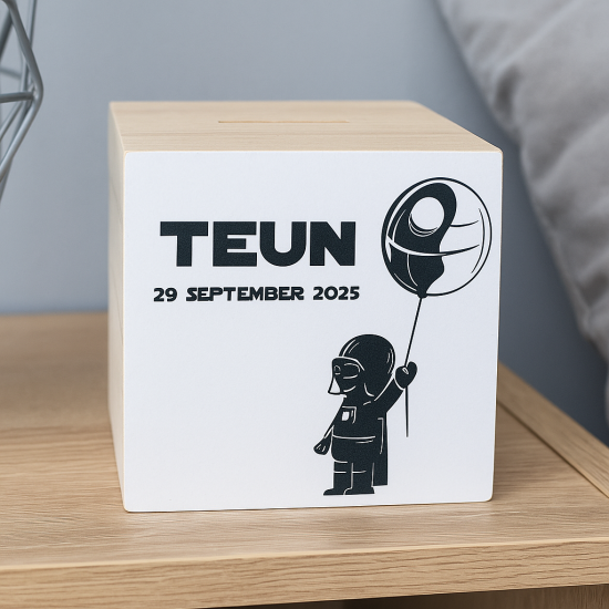 Star wars spaarpot met naam darth vader jedi kraamcadeau hout