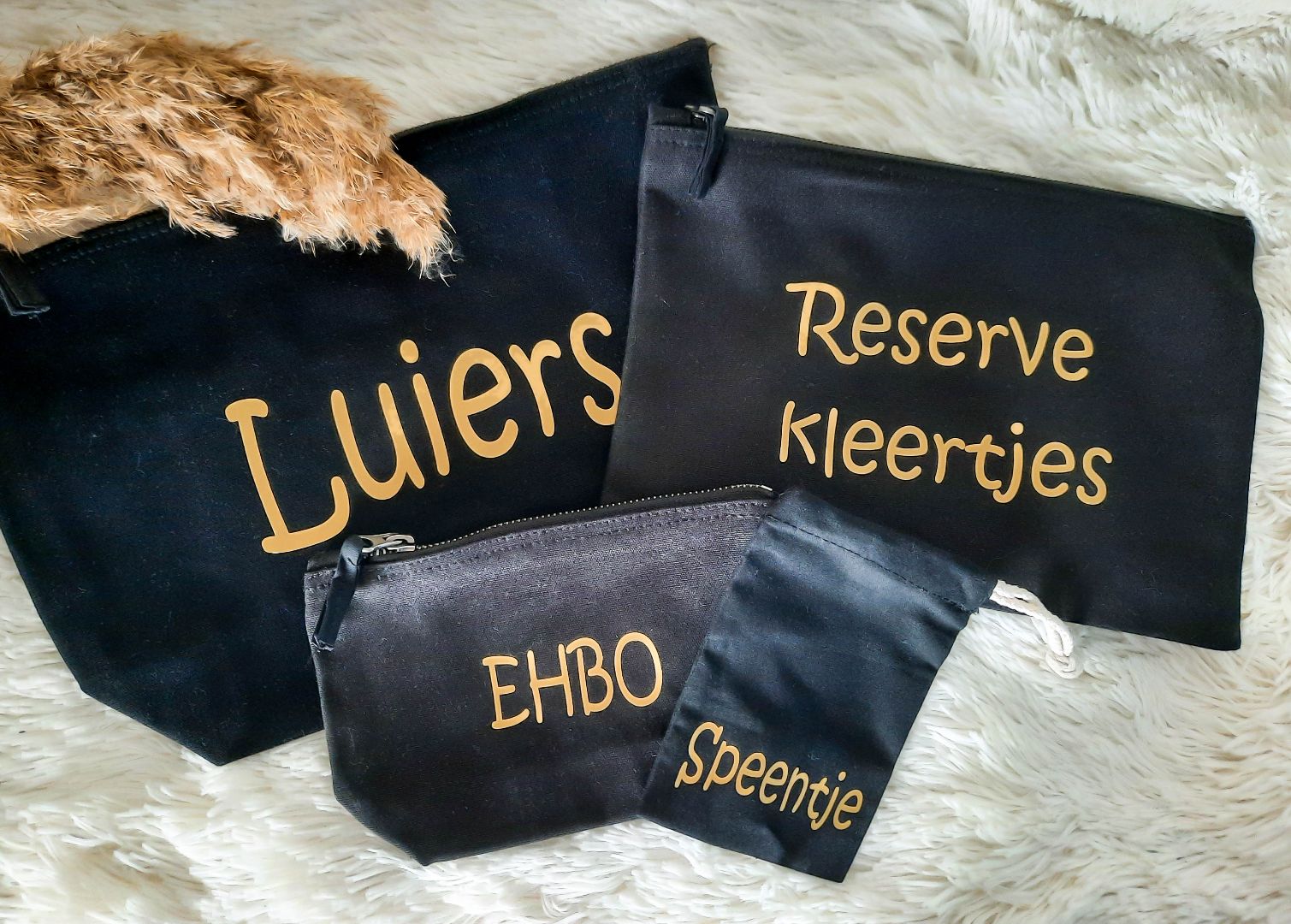organizers zwart goud luieretui