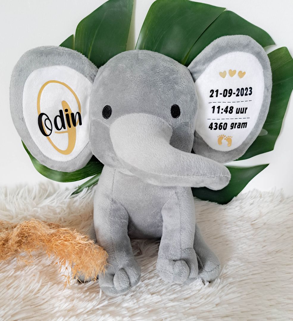 olifant geboorteknuffel met naam